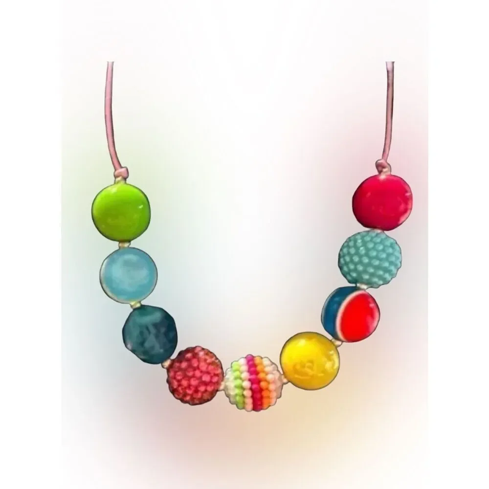 NWOT - Toddler/Girls Adjustable Beaded Necklace - Yellow Green Blue Red